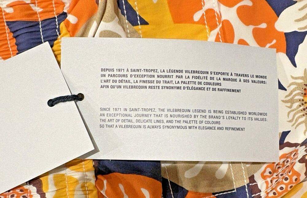 NWT VILEBREQUIN Swim Trunks Men's XXL-2XL Moorea Shorts Blue Orange Drawstring - Picture 14 of 16